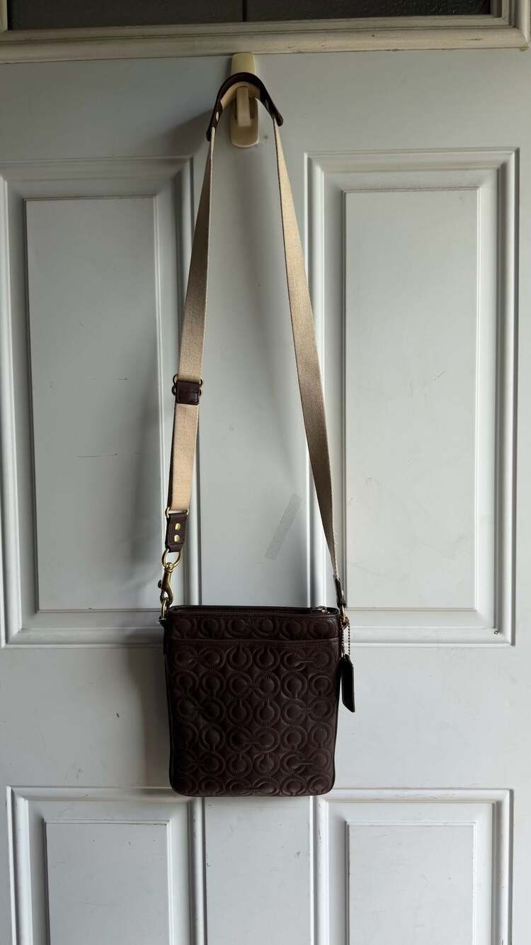Coach Gramercy Signature Brown Leather Crossbody Bag 42975